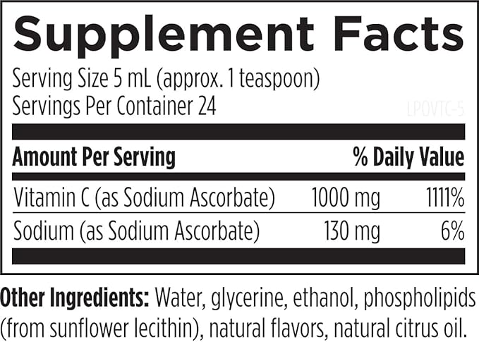 Designs for Health Liposomal Vitamin C Liquid - 1000mg Vitamin C Supplement - Liposomes (from Sunflower Lecithin) for Superior Absorption - Non-GMO, Pleasant Lemon Flavor (24 Servings / 4oz)
