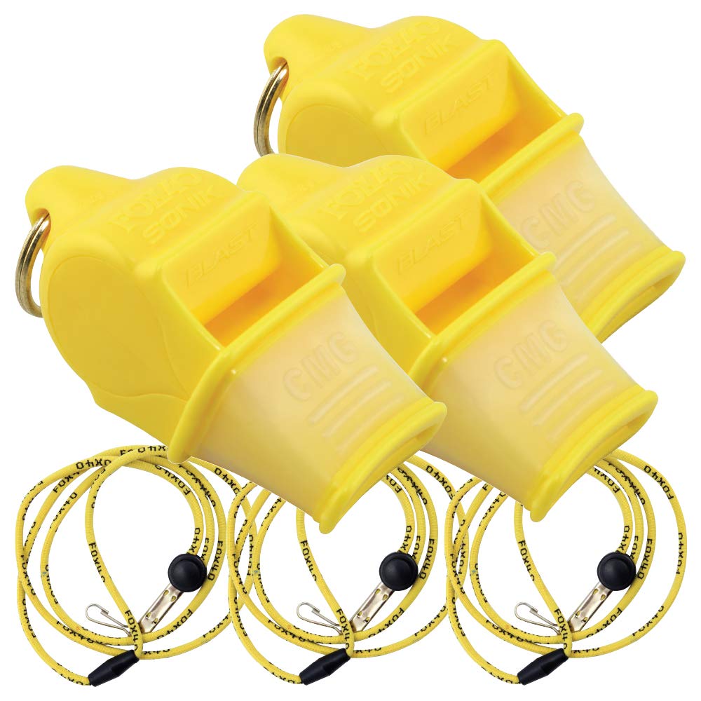 Fox 40 Sonik Blast CMG w/Breakaway Lanyard 3 Pack (Yellow)