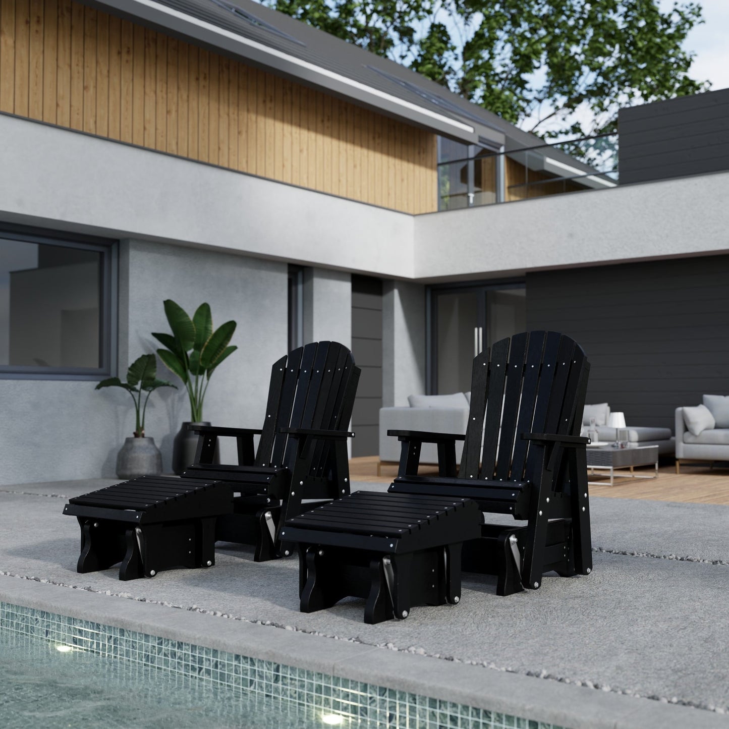 Wildridge Heritage Gliding Footrest, Black - Outdoor Weather Resistant HDPE Ottoman for Adirondack Chair