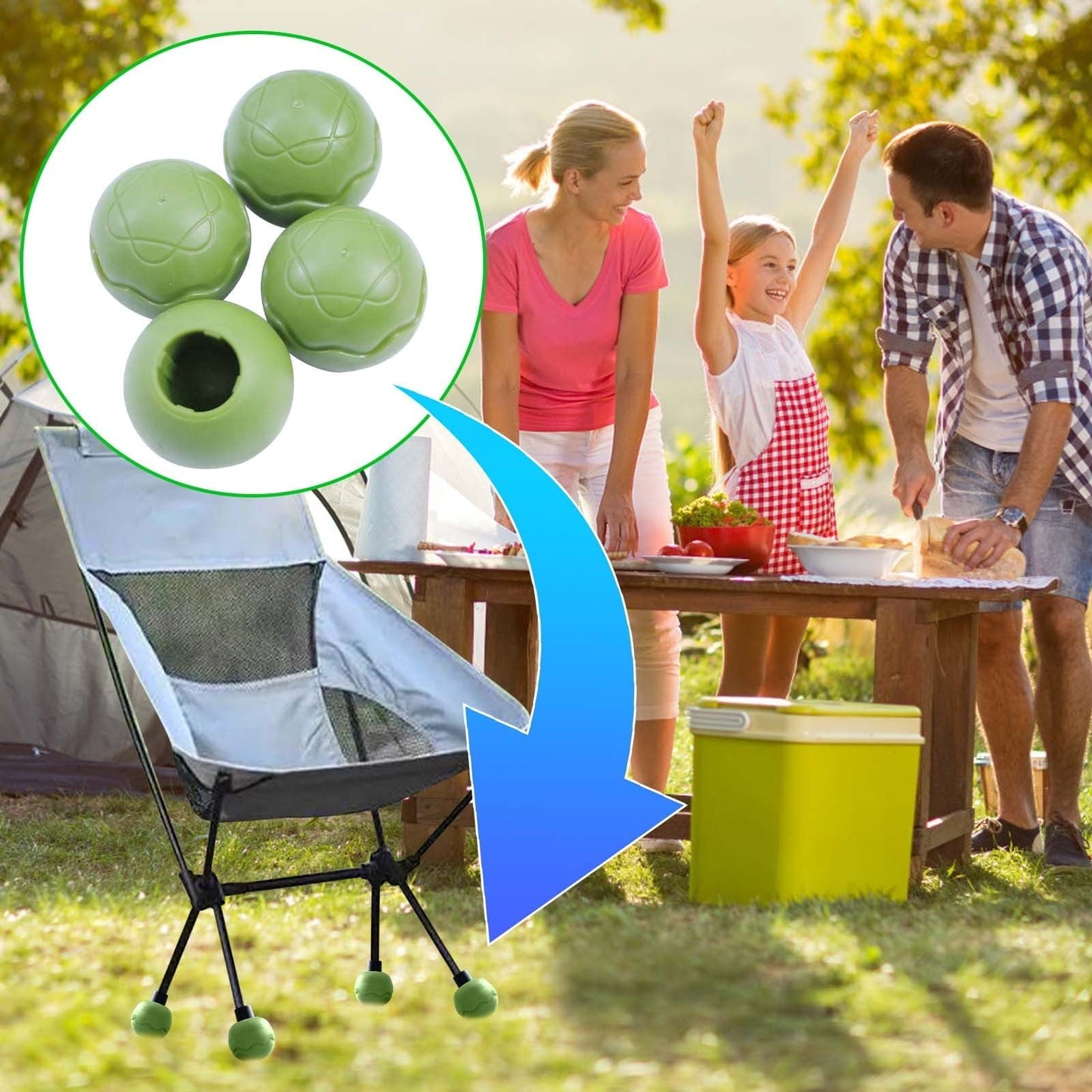 VANLOFE 4Pcs Anti-Slip Camping Chair Feet Pads, Non-Sink Folding Chair Accessories for Outdoor, Grass, Sand – Lightweight, Universal Fit, Durable Plastic