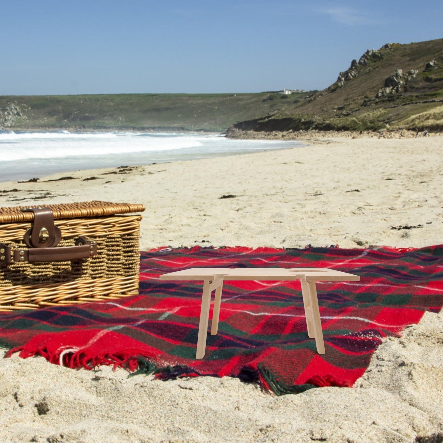 SWETRACE 1 Pc Synthetic Material Foldable Wine Table for Picnic Camping 34x11.8in