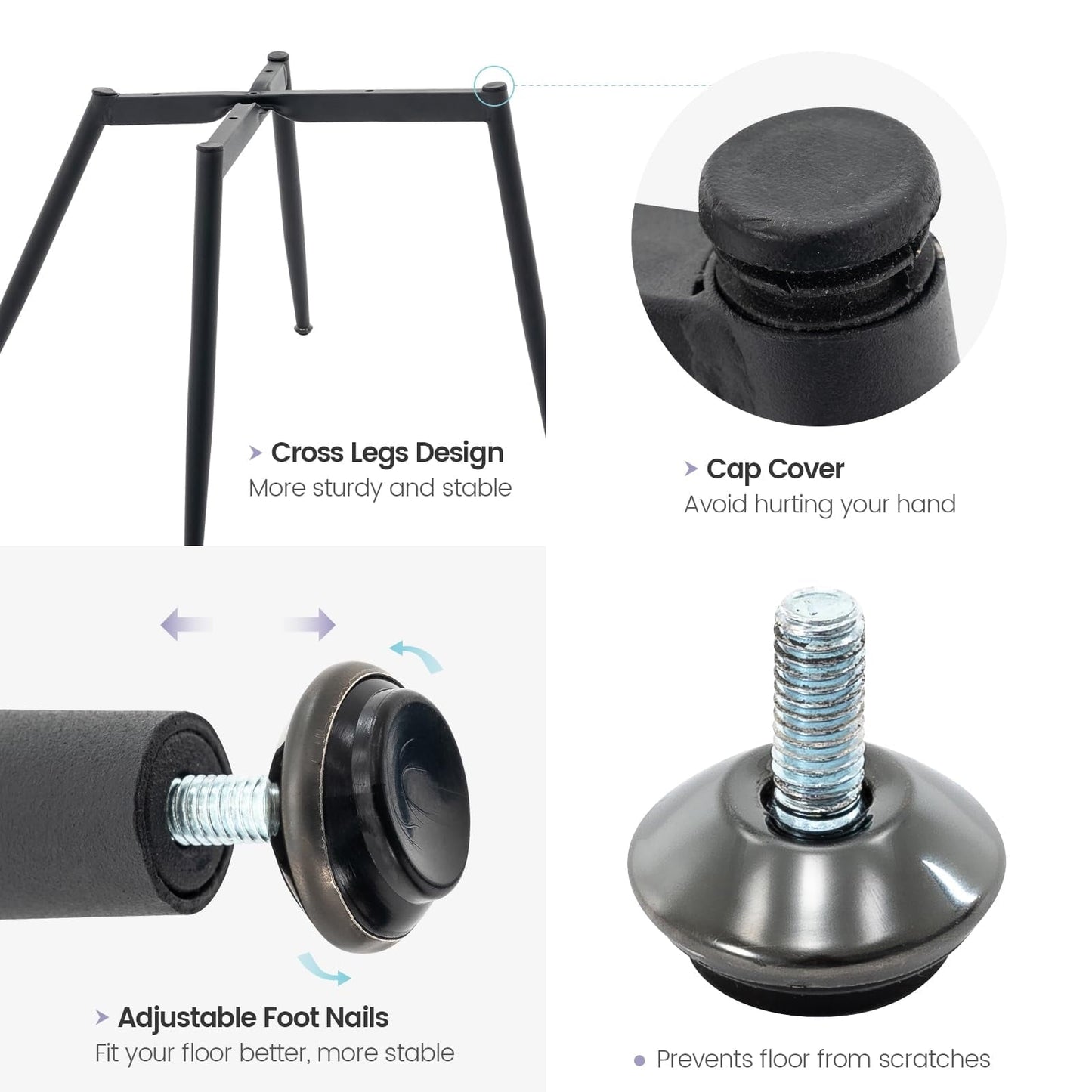 Dining Chairs Set of 2, PU Leather Armless Kitchen Chairs with Backrest, Thick Cushions, Sturdy Metal Legs, Modern Upholstered Dining Room Chairs (Black)