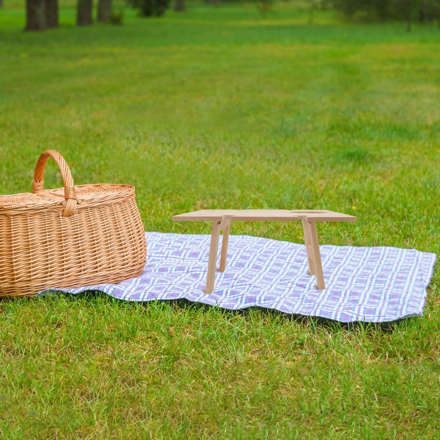 SWETRACE 1 Pc Synthetic Material Foldable Wine Table for Picnic Camping 34x11.8in