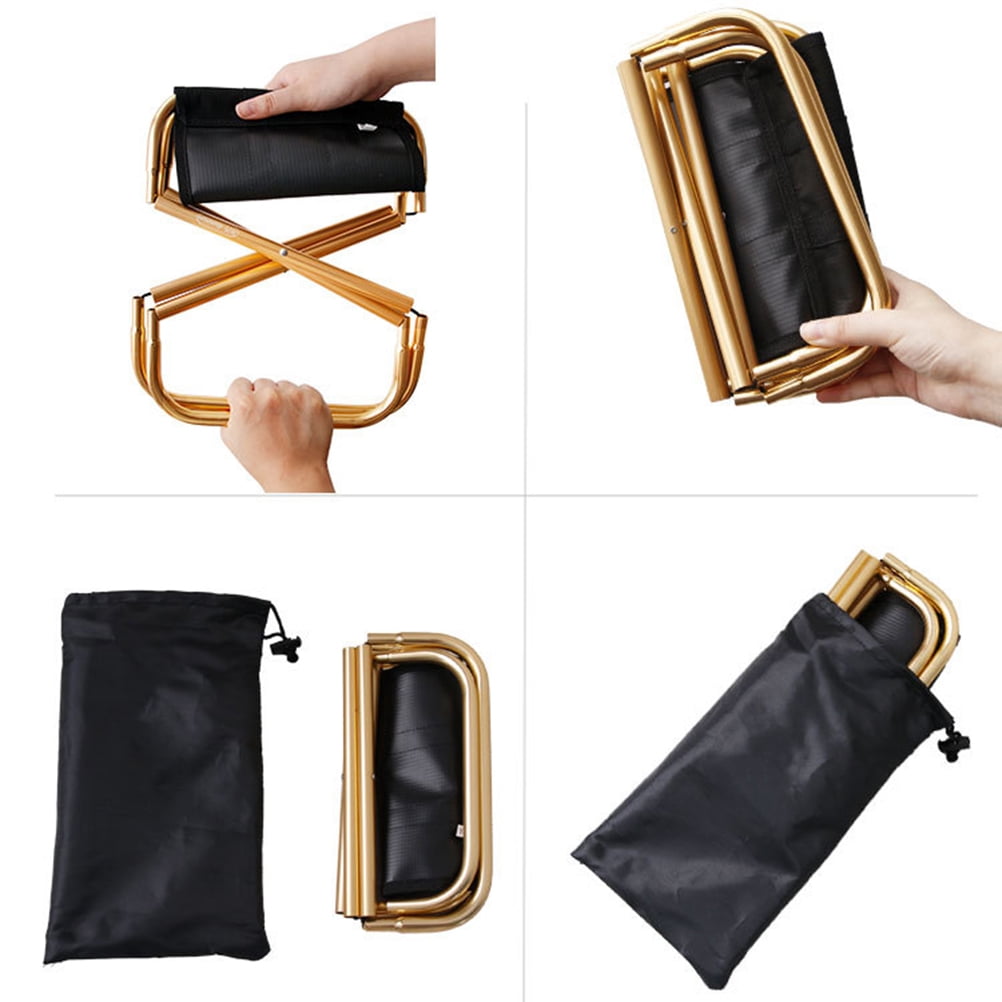 KAJNBN 1Pcs Golden Metal Folding Stool for Outdoor Camping and Picnics