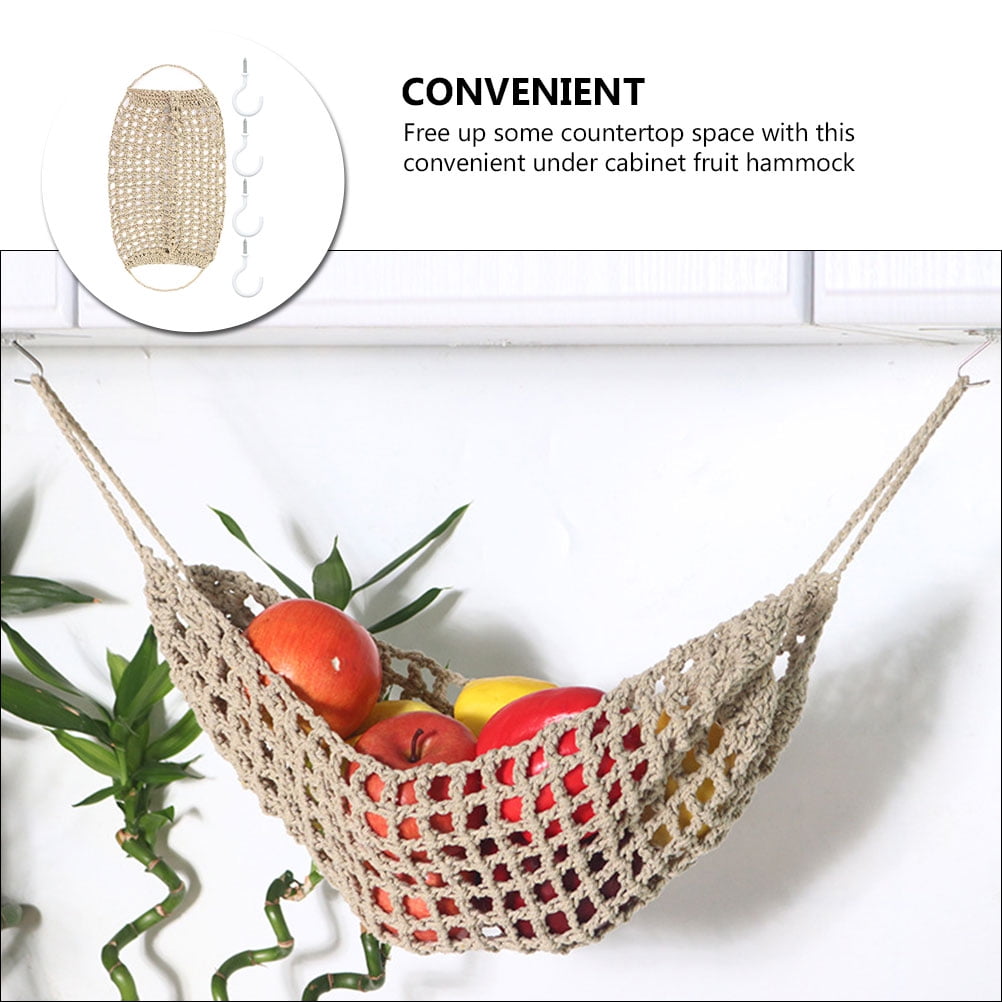 RENACLIPY Fruit Hammock for Kitchen 68X6X6CM Khaki Cotton Rope for Home 1 Set