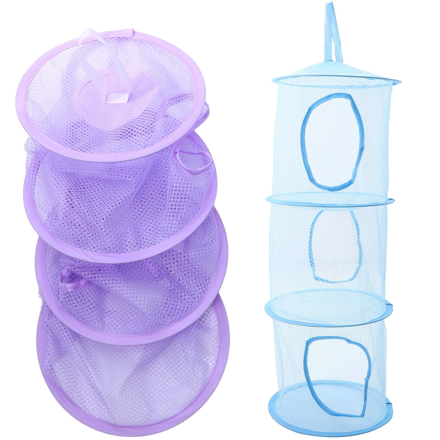 NUOLUX 2Pcs Foldable Multi-layer Toy Storage Hammock For Home Wall Door Hanging Space-saving