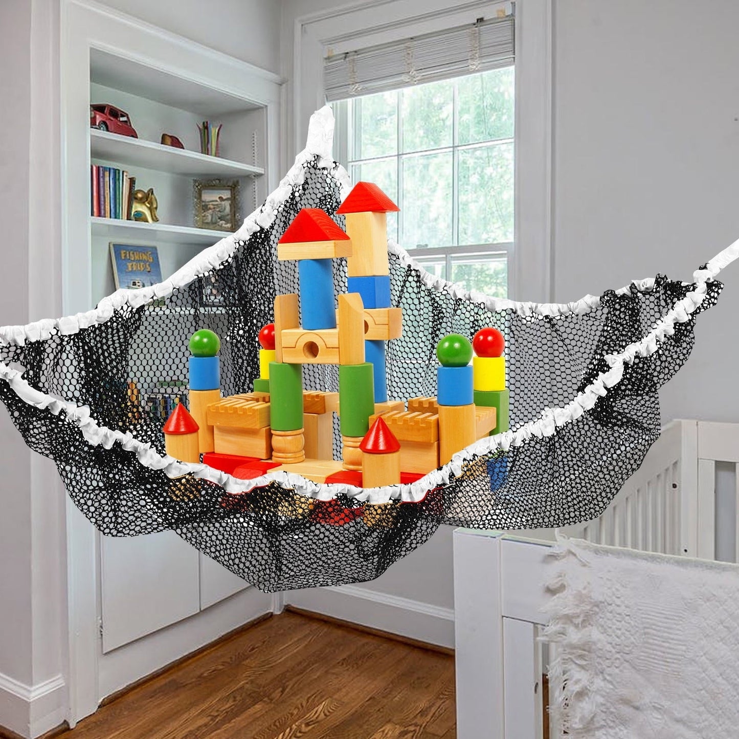 Baluue Bedside Hammock for Storage Toy Organizer Hammock Net Black 1Pack