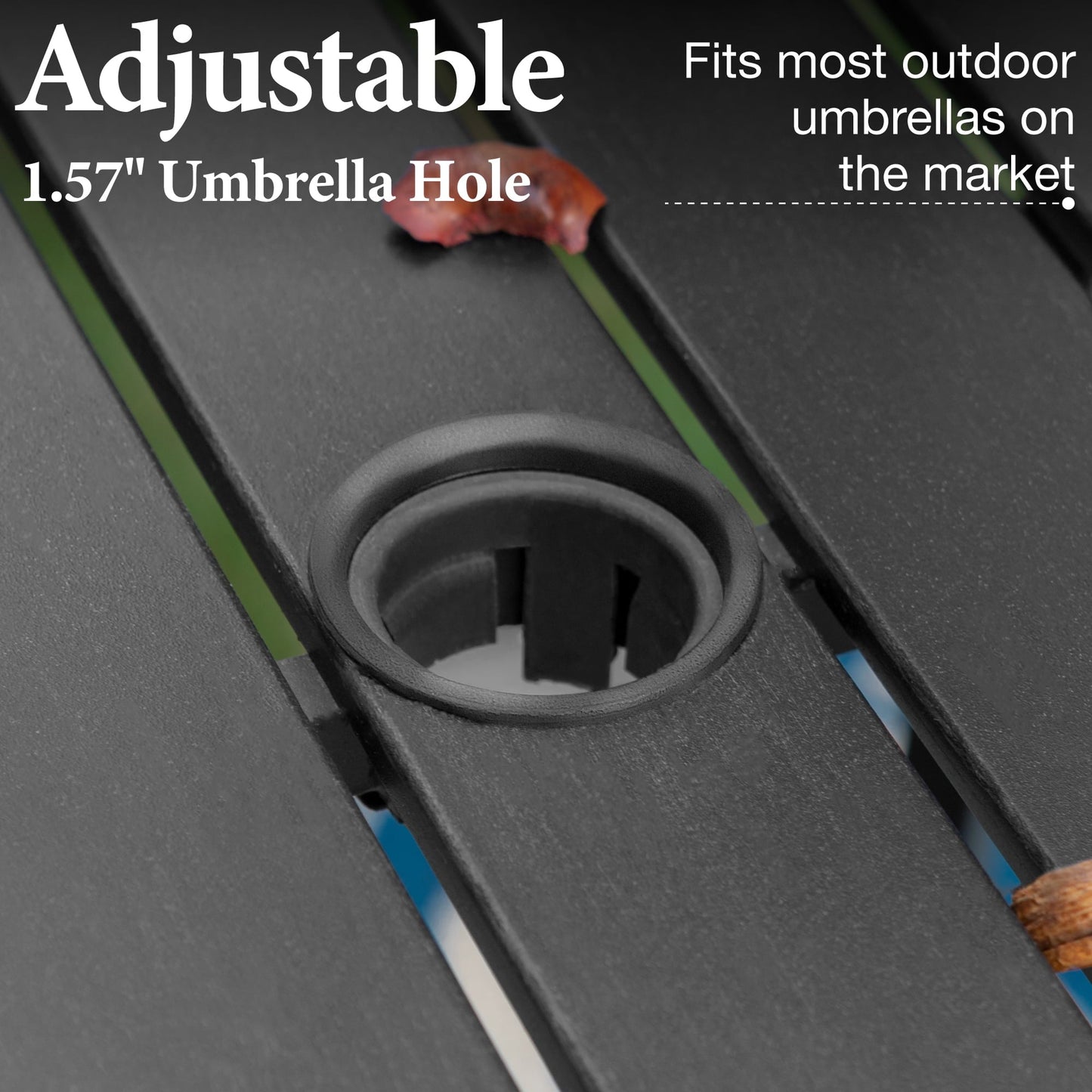 Summit Living 36"H Outdoor Counter Height Pub Table with Umbrella Hole, Patio Metal Bistro Bar Table, Black