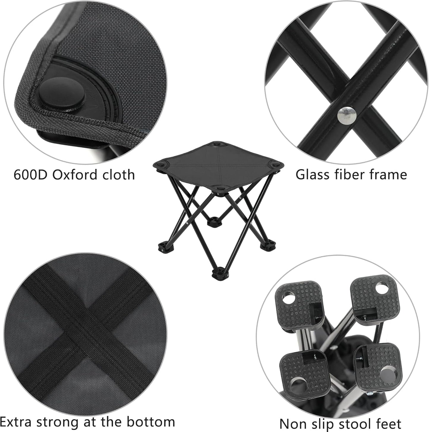 Portable Folding Camping Stool Outdoor Camping Lightweight Samll Chair for Fishing Hiking Gardening and Beach with Carry Bag,9.8in