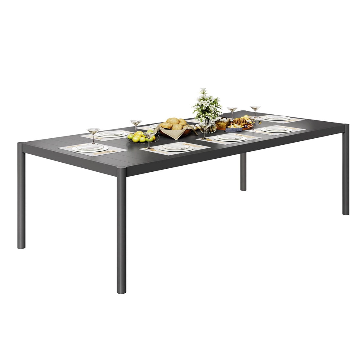 Soonbuy Aluminum Patio Dining Table for 4-8 Person, 74" x 36" Rectangle Outdoor Dining Table with Aluminum Tabletop and Metal Frame for Deck Garden Lawn Backyard,table only