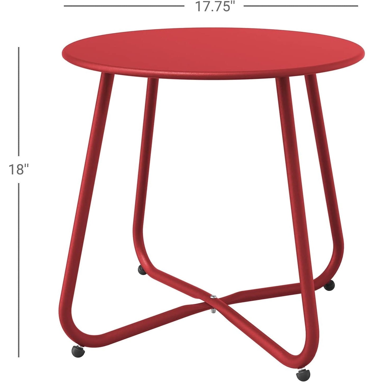 Round Rolling Coffee Table - Modern Cross Base Design, 4 Silent Casters, Multi-Functional Side Table for Home/Office - Red