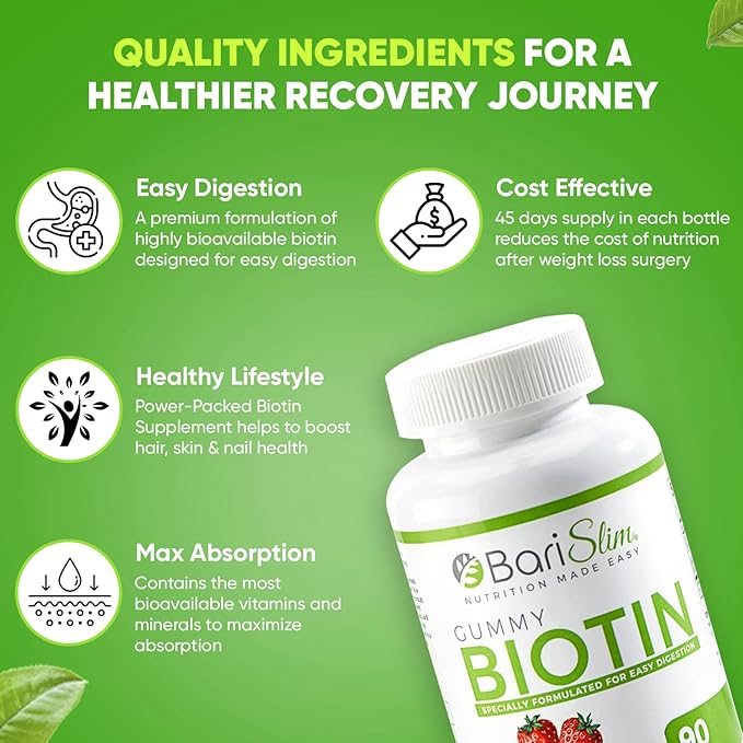 BariSlim Bariatric Multivitamin Gummies - Specially Formulated Gummy Vitamin for Patients After Weight Loss Surgery - Easy to Digest & Great Tasting Fruit Flavors | Pack of 2 (90 Fruit Chews)