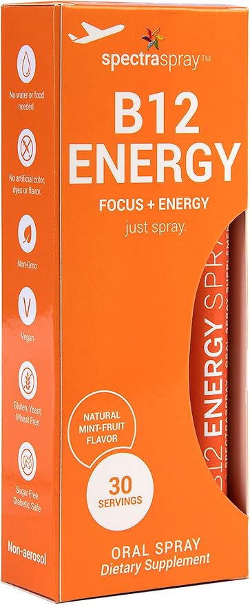 Spectraspray Vegan Vitamin B12 Oral Spray Vitamins - Daily Essential Vitamin with 500 mcg Methyl Form B12, 30 Day Supply per Spray