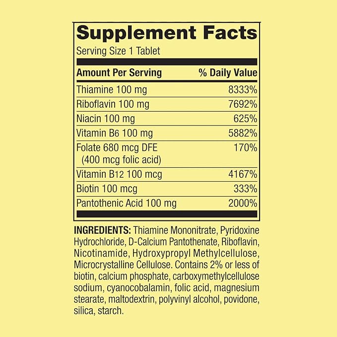 SCHMIDT EMPIRE B-100 Complex High Potency, Time Release Tablets – Metabolism & Nervous System Support, 60 Tablets, 60-Day Supply, Gluten-Free (Pack of 2)
