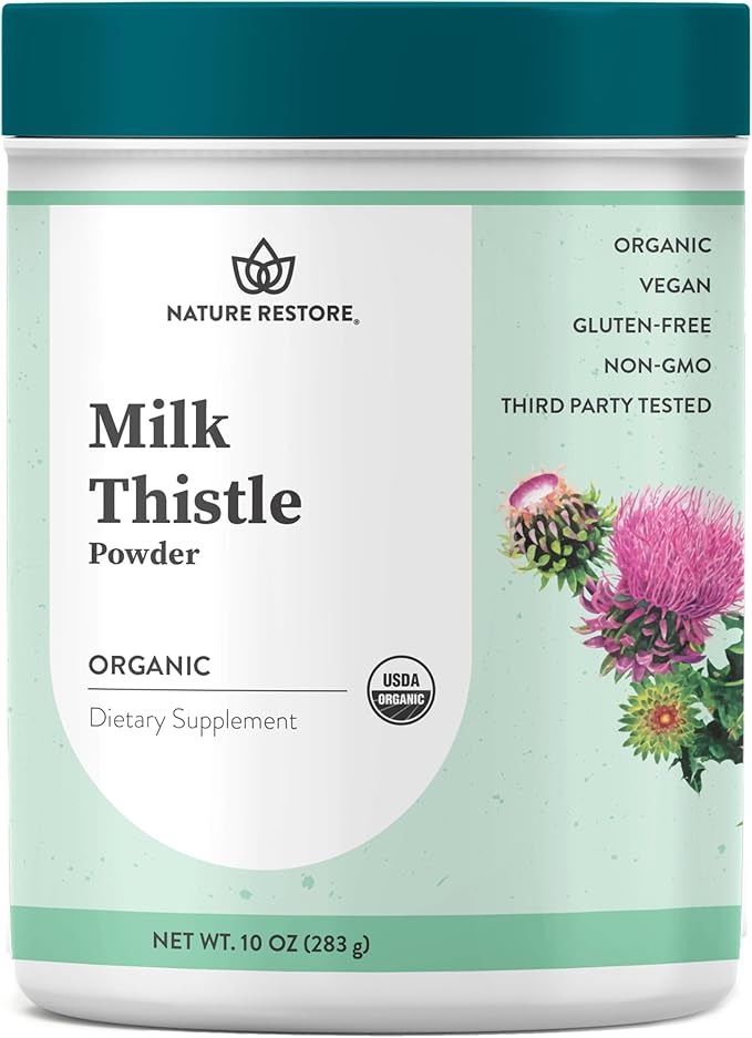 Nature Restore USDA Certified Organic Milk Thistle Seed Powder, 10 Ounces, Packaged in California