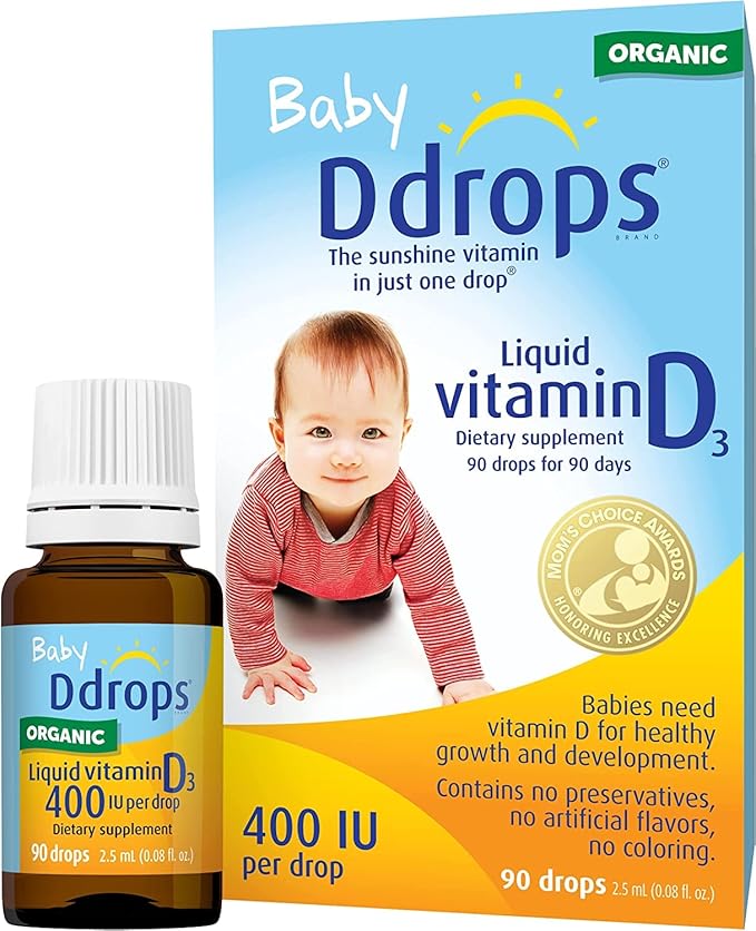 Ddrops Baby Liquid Vitamin D3, 400 IU per drop, 2.5mL (Pack of 4)