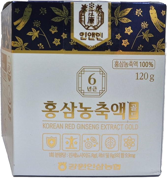 Gangwoninsam] Korean Red Ginseng Extract Gold 120g / 4.23 fl. oz – New Package Design, Contains 100% Pure Korean 6-Year-Old Red Ginseng Root Extract