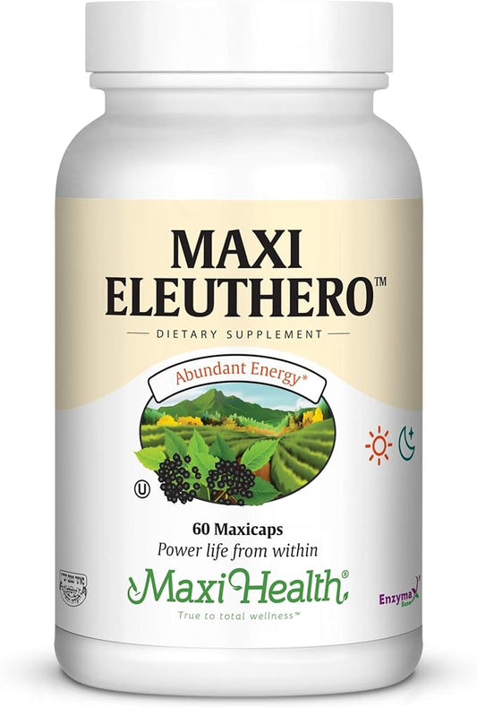Maxi Health Eleuthero - 0.8% Eleutherosides - Stress and Energy Formula - 60 Capsules - Kosher (QSG)