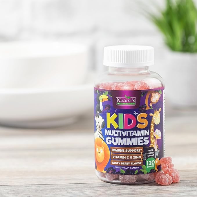 Kids Multivitamin Gummies - Daily Vitamins for Kids, Vitamin C, D3 & Zinc for Immune Support, Strawberry Flavored Gummies, Nature's Toddler & Kid Multi Vitamins, Non-GMO, Gluten Free - 120 Gummies