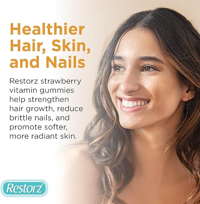 Hair, Skin, and Nails Biotin Gummy Vitamins, Strawberry Flavor (12-Pack)