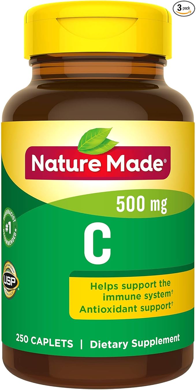 Nature Made Vitamin C 500 mg, Dietary Supplement for Immune Support, 250 Tablets (Pack of 3)