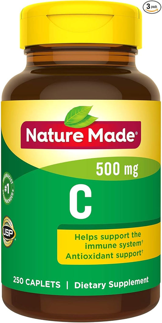 Nature Made Vitamin C 500 mg, Dietary Supplement for Immune Support, 250 Tablets (Pack of 3)