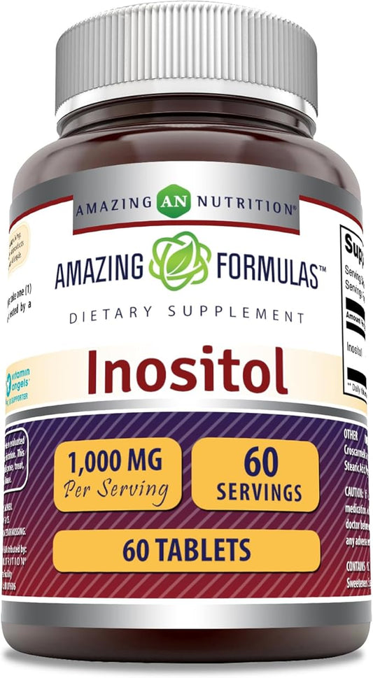 Amazing Formulas Inositol 1000 mg 60 Tablets | Vitamin B8 Supplement | Non GMO | Gluten Free | Made in USA