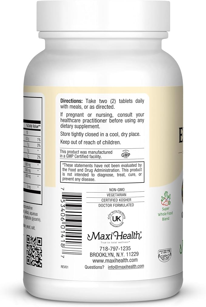 Maxi Health Max Energee - Natural Energy and Stamina Booster - 180 Tablets - Kosher