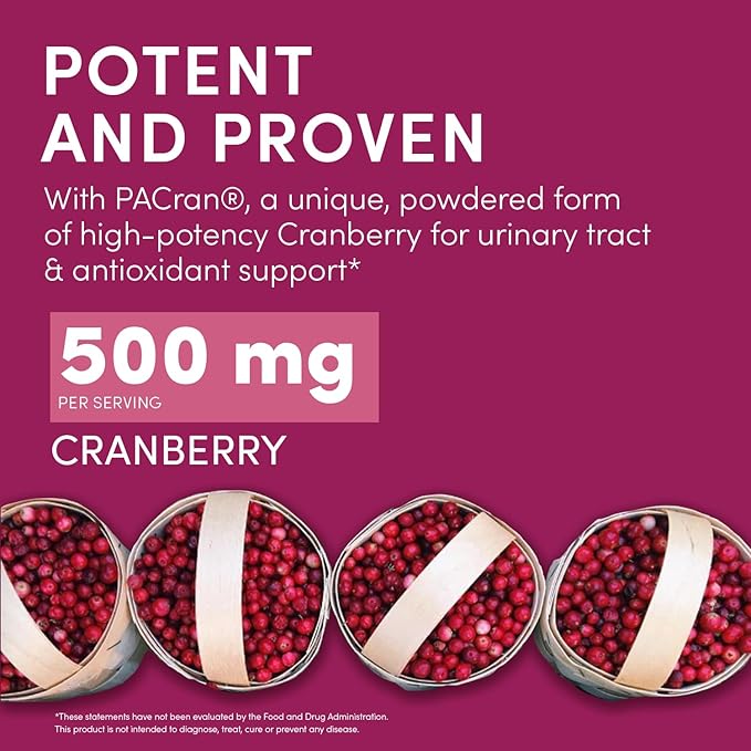 Swisse Cranberry Pills for Women & Men | PACran Cranberry Extract Supplement 25000mg | Urinary Tract Health Support for UTI * | Bladder & Kidney Support * | 100 Softgel Capsules