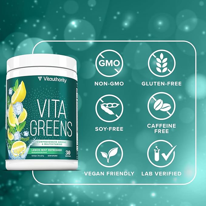 Vita Greens Superfood Powder: Immune and Digestion Support | Enhanced Energy | Daily Multivitamin Blend