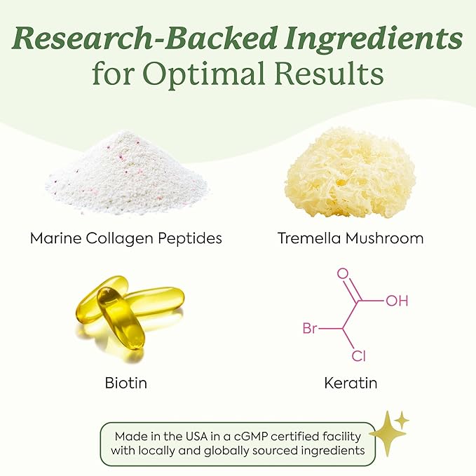 Plant People WonderBeauty Hair, Skin & Nails Rejuvenation Gummies with Tremella Mushroom, Marine Collagen Peptides, Keratin, & Biotin – Watermelon Flavor, 60 Gummies