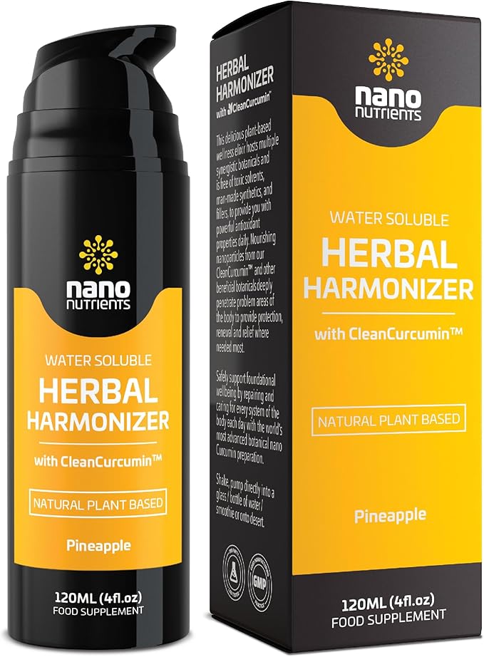 Herbal Harmonizer with CleanCurcumin(TM) - Multi Botanical Antioxidants Supplement - Water Soluble - Nano Curcumin - Holistic Wellness Defender - Healthy Drink Mix (4 fl.oz, Pineapple)