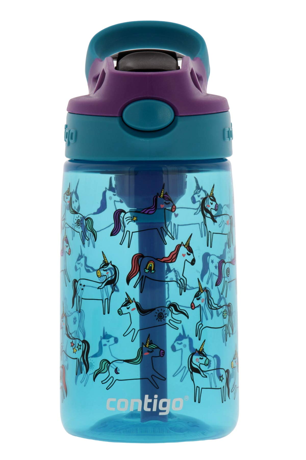 Contigo AUTOSPOUT Camping Hydration Water Bottles, 14oz (Single Pack), Unicorn