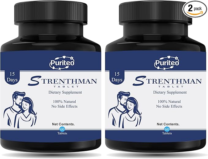 Strenthman Tablet | 100% Vegetarian Formulation | 100% Natural | No Side Effect (60, Tablets, Pack-2)