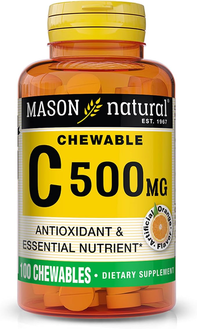 MASON NATURAL Vitamin C 500 mg (as Ascorbic Acid) - Supports Healthy Immune System, Antioxidant and Essential Nutrient, Orange Flavor, 100 Chewables