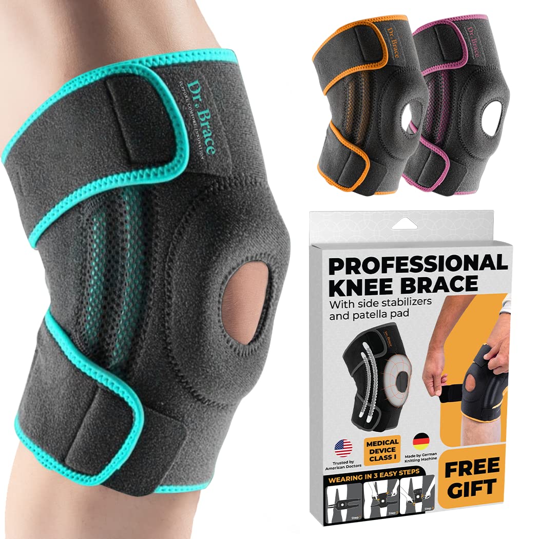 DR. BRACE ELITE Knee Brace with Side Stabilizers & Patella Gel Pads for Maximum Knee Pain Support and fast recovery for men and women-Please Check How To Size Video (Earth, X-Large)
