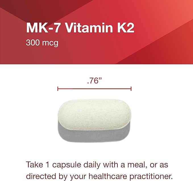 PROTOCOL FOR LIFE BALANCE MK-7 Vitamin K2 300mcg - Extra Strength - VIT K Supplement - MK-7 Vitamin K2 Life Balance - Support Bone Health & Vascular Elasticity - Non-GMO & Vegan - 60 Veg Capsules