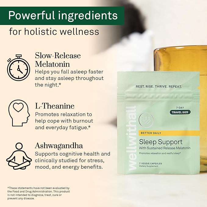 Women’s Multivitamin Daily Supplement with Essential Vitamins, Minerals & Iron (60 Tablets) & Sleep Support with Sustained-Release Melatonin (7 Capsules Travel Pack)