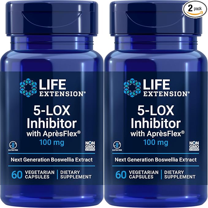 Life Extension 5-LOX Inhibitor with AprèsFlex 100 mg, 60 Vegetarian Capsules (Pack of 2)