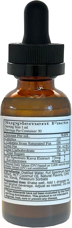 Kava Drops | Water Soluble Kava Extract | Concentrated Tincture Beverage Enhancer | Authentic Kava Kava from Fiji, 40mg Kavalactones | 1oz