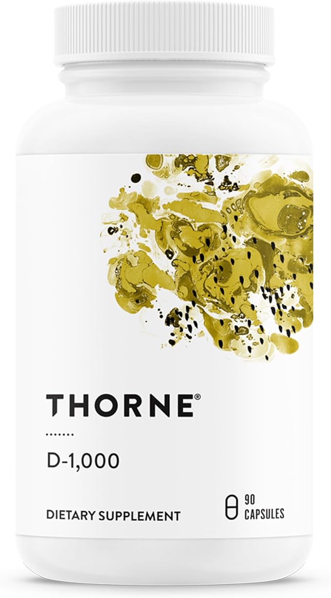THORNE Vitamin D3 Supplement - Supports Healthy Bones, Teeth Muscles, Cardiovascular & Immune Function* - Gluten, Dairy & Soy-Free - 1,000 IU - 90 Capsules