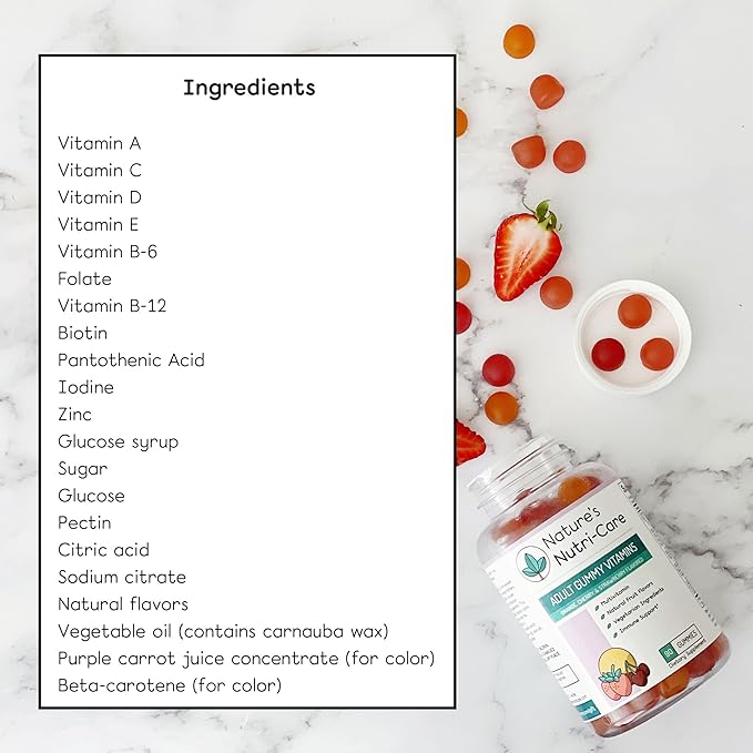 Nature's Nutri-Care Gummy Vitamins - Multivitamins for Women, Mens Multivitamin Gummies, Chewable Vitamin for Adults, Women’s & Men’s Multi Supplements, Natural Vegetarian Gummy, Made in USA