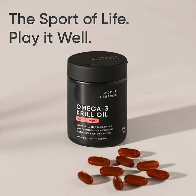 Sports Research Antarctic Krill Oil Omega 3 1000mg (with Phospholipids, Choline & Astaxanthin), Turmeric Curcumin C3 Complex (with Bioperine Black Pepper & Coconut Oil) & Plant Based Vitamin D3 + K2