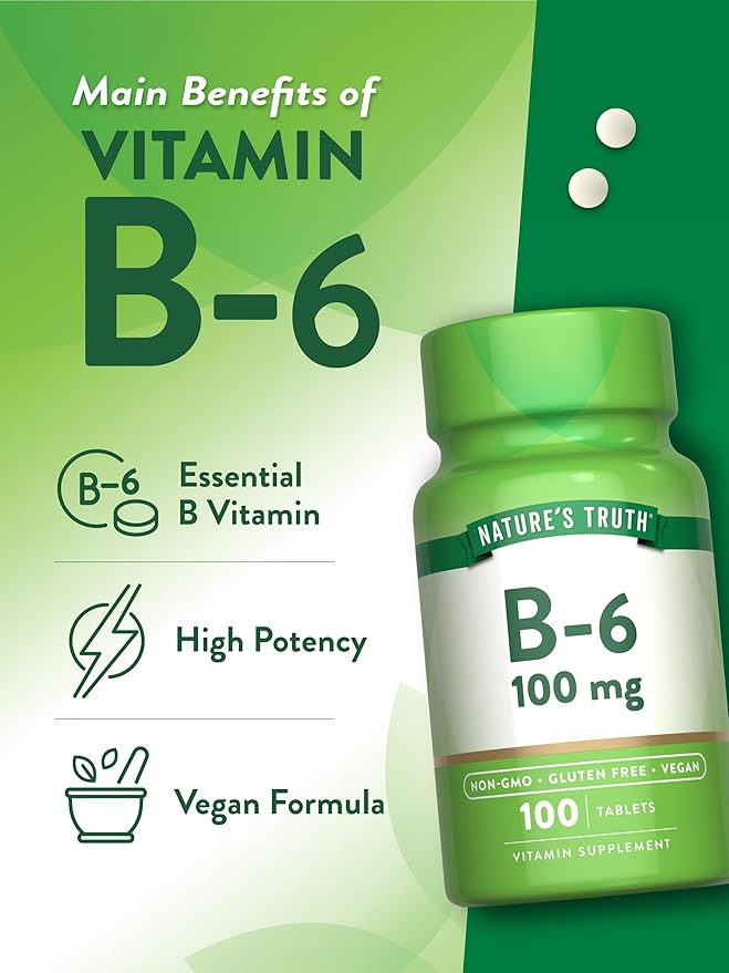 Nature's Truth B6 Vitamin | 100mg | 100 Tablets | Vegan, Non-GMO & Gluten Free Supplement