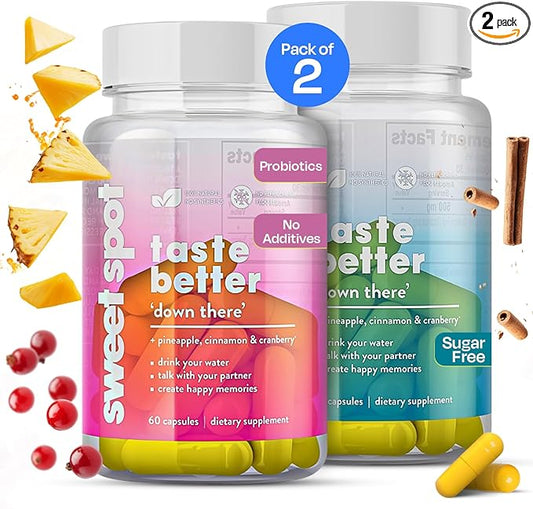 Sweet Spot Probiotics for Men & Women - Supports Intimate Health & pH Balance with 500mg Pineapple Extract, Cranberry & Cinnamon, 60 Capsules Each - Made in USA