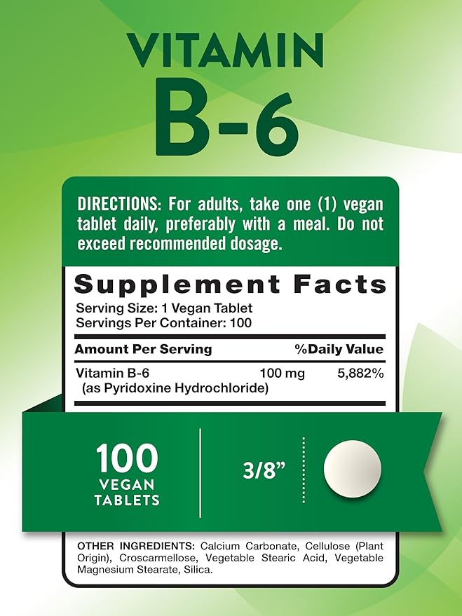 Nature's Truth B6 Vitamin | 100mg | 100 Tablets | Vegan, Non-GMO & Gluten Free Supplement