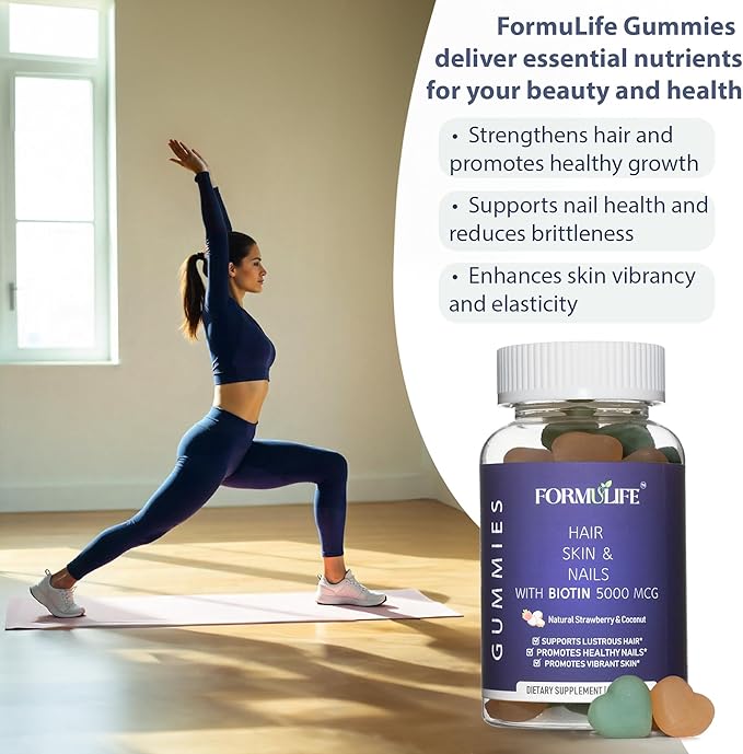 Hair Skin and Nails Gummies - Supports Healthy Hair, for Men & Women, Vegan Biotin Vitamins, Hair Growth, Stronger Nails, Healthy Skin, Made in USA, 60 Count