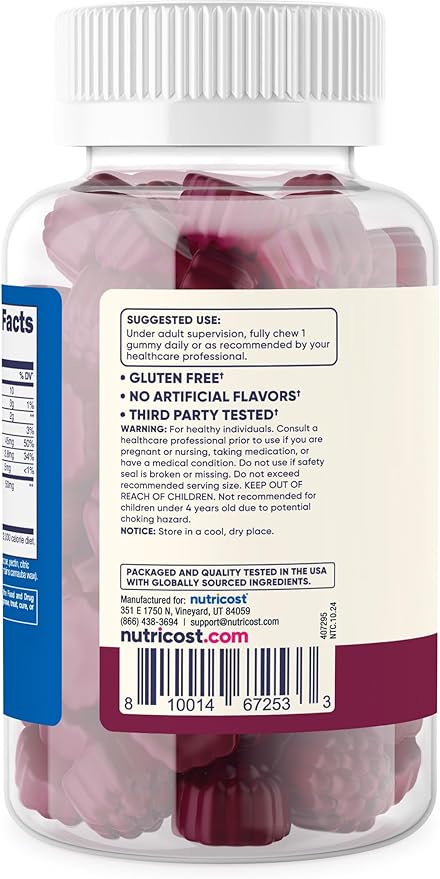 Nutricost Kids Elderberry Gummies (50mg) with Zinc & Vitamin C 120 Gummies - Gluten Free, No Corn Syrup