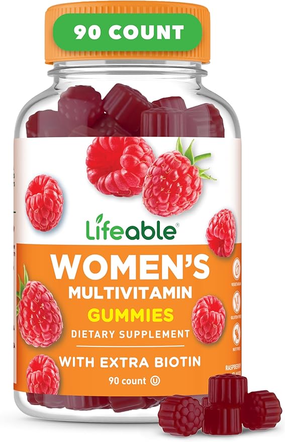 Lifeable Womens Multivitamin Gummy | with Vitamin A, C, D, E, Niacin, B6, Folate, B12, Biotin, Pantothenic Acid, Iodine, Zinc | Great Tasting Multivitamin for Women Gummies | 90 Gummies