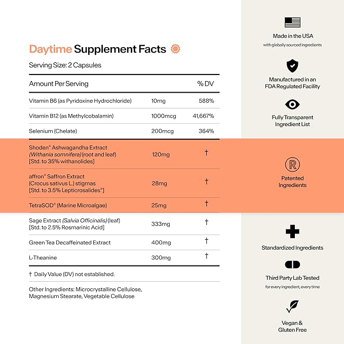 Stasis Daytime Energy & Focus Supplement to Pair with Your Stimulant - New & Improved Formula for All-Day Energy, Mood & Brain Support - Nootropics with Added CoQ10 & Rhodiola Rosea (25 Servings)